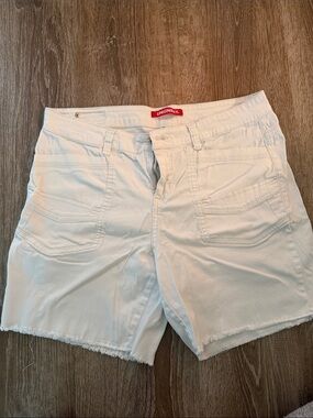 UNIONBAY White Denim Bermuda Shorts with Frayed Hem